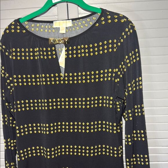 Michael Kors Black and Gold Graphic Blouse - Picture 8 of 8